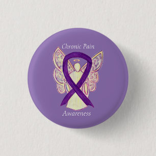 Chronische pijnbestrijding Angel Ribbon Art Pin Ronde Button 3,2 Cm