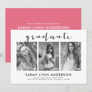 Chronologie 3 Photo Graduation Party Invitation