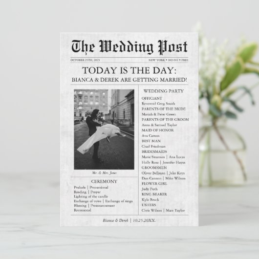 Chronologie du programme de mariage avec photo de  (Debout devant)