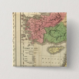 Chronologische kaart Turkije Vierkante Button 5,1 Cm