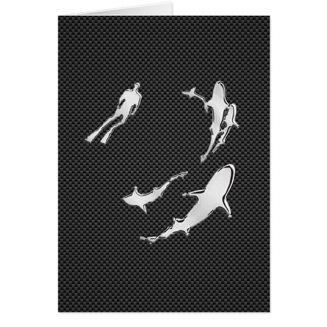 Chroom als duiker met haaien op koolstofvezel (Voorkant)