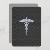 Chroom als kaduceus medisch symbool koolstofvezel (Voorkant / Achterkant)