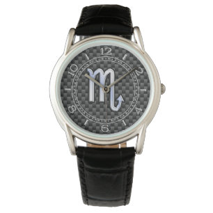 Chroom als Scorpio Zodiac Sign Carbon Dial Horloge