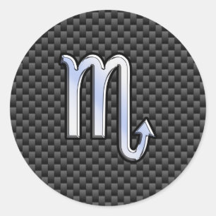 Chroom als Scorpio Zodiac Sign Carbon Fiber Print Ronde Sticker