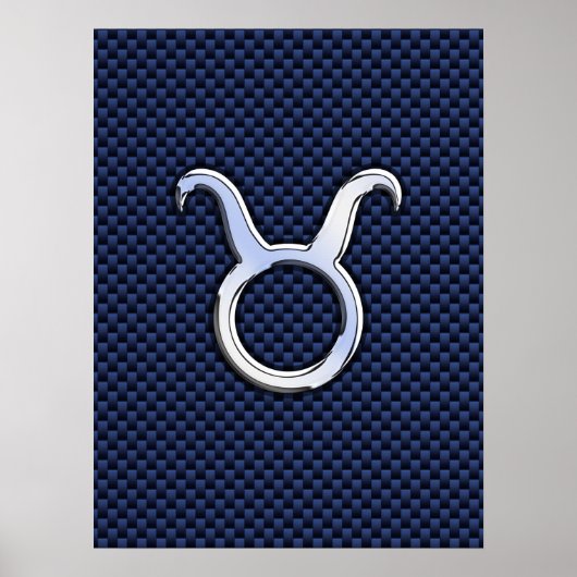 Chroom als Taurus Zodiac Sign Blue Carbon Print (Voorkant)