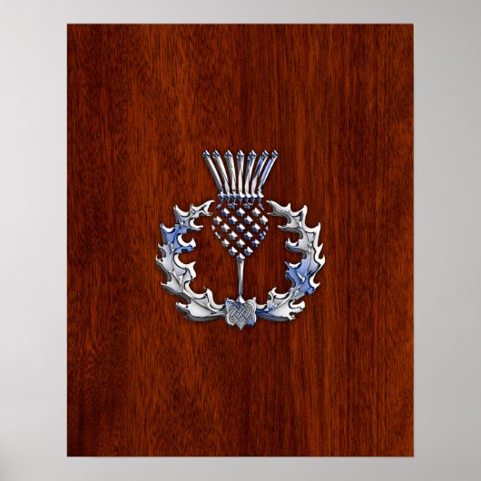 Chroom als Thistle op Mahogany Wood Style Poster (Voorkant)