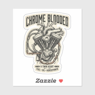 Chroom Bloed V-Twin Hart Sticker