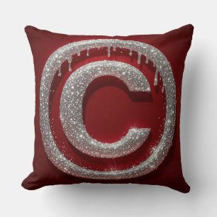 Chroom Drip Glitter Letter C Monogram Kussen