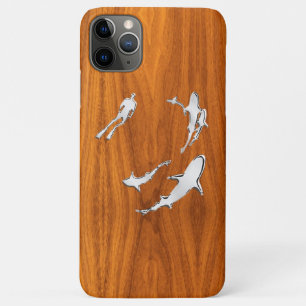 Chroom like Diver with Sharks Silhouettes iPhone 11 Pro Max Hoesje
