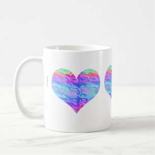 Chroom Metallic Neon Rainbow Heart Koffiemok