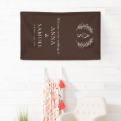 Chroom Monogram Chocoladebruin en Witte Bruiloft Spandoek (Insitu)