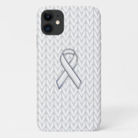 Chroom on White Knit Ribbon Awareness