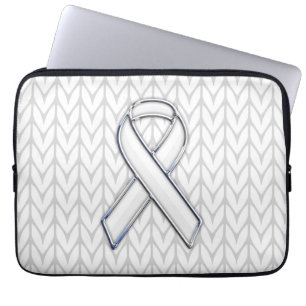 Chroom on White Knit Ribbon Awareness Print Laptop Sleeve