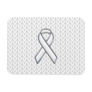 Chroom on White Knit Ribbon Awareness Print Magneet