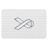 Chroom on White Knit Ribbon Awareness Print Magneet (Horizontaal)