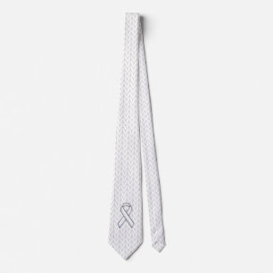 Chroom on White Knit Ribbon Awareness Print Stropdas