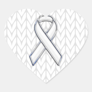 Chroom on White Knitting Ribbon Awareness Print Hart Sticker