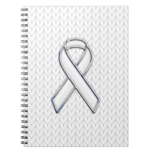 Chroom on White Knitting Ribbon Awareness Print Notitieboek