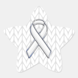 Chroom on White Knitting Ribbon Awareness Print Ster Sticker