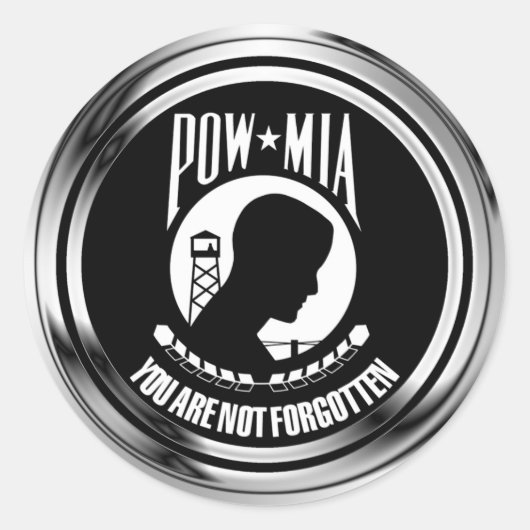 CHROOM POW MIA RONDE STICKER (Voorkant)