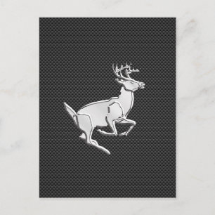 Chroom Running Deer on Carbon Fiber Decor Briefkaart