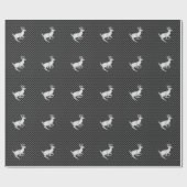 Chroom Running Deer on Carbon Fiber Decor Cadeaupapier (Vlak)