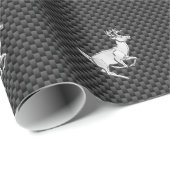 Chroom Running Deer on Carbon Fiber Decor Cadeaupapier (Rol Hoek)