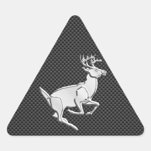Chroom Running Deer on Carbon Fiber Decor Driehoek Sticker