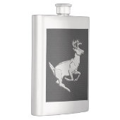 Chroom Running Deer on Carbon Fiber Decor Heupfles (Rechts)