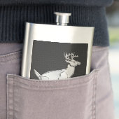 Chroom Running Deer on Carbon Fiber Decor Heupfles (Voorbeeld)