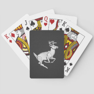 Chroom Running Deer on Carbon Fiber Decor Pokerkaarten