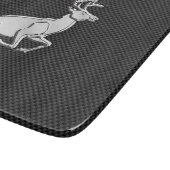 Chroom Running Deer on Carbon Fiber Decor Snijplank (Hoek)