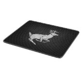 Chroom Running Deer on Carbon Fiber Decor Snijplank (Hoek)