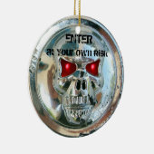 CHROOM SKULL DAMASK DEUR HANGER KERAMISCH ORNAMENT (Rechts)