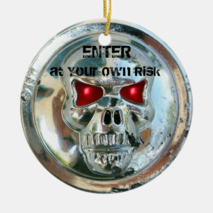 CHROOM SKULL DAMASK DEUR HANGER KERAMISCH ORNAMENT