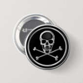 CHROOM SKULL EN ROSSBONEN RONDE BUTTON 5,7 CM (Voorkant /achterkant)