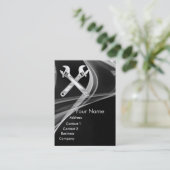 CHROOM SKULL EN WRENCHES METALE MECHANICS PER PIJN VISITEKAARTJE (Staand voorkant)