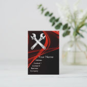 CHROOM SKULL EN WRENCHTEN METALE MECHANICA'S VISITEKAARTJE (Staand voorkant)