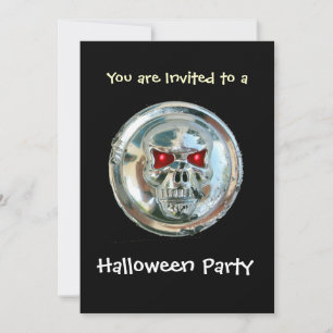 CHROOM SKULL HALLOWEEN FEESTJE KAART