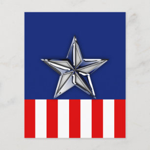 Chroom Zilveren Ster op Feestelijke Patriottische Flyer