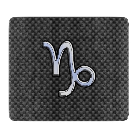 Chroom zoals Capricorn Sign Black Carbon Fibre Snijplank (Voorkant)
