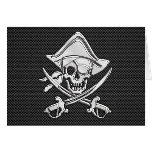 Chroomachtige piraat op zwarte koolstofvezel