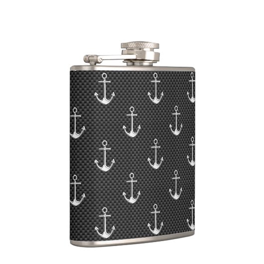 Chroomankers op koolstofvezel afdrukken heupfles (Rechts)