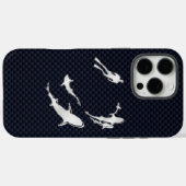 Chroomduiker met haaien op koolstofvezel Case-Mate iPhone case (Achterkant (horizontaal))