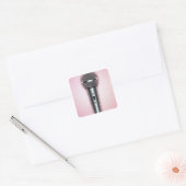 Chroommicrofoon Vierkante Sticker (Envelop)