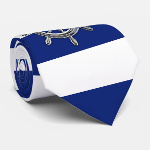 Chroomwiel op blauwe strepen van de Nautical marin Stropdas