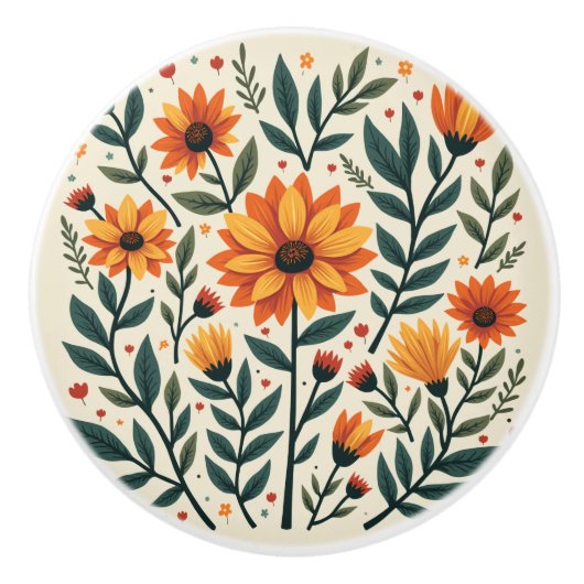 chrysant keramische knop (Voorkant)