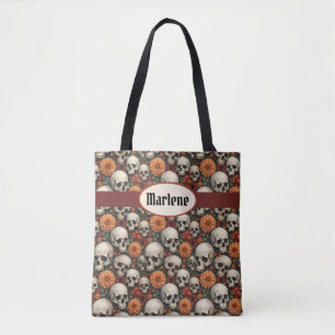 Chrysanten en schedels draagtas
