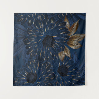 Chrysanten handgetekend, elegant bloemenpatroon. wandkleed