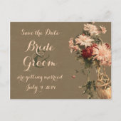 Chrysanten in een flesje Save the Date Briefkaart (Voorkant)